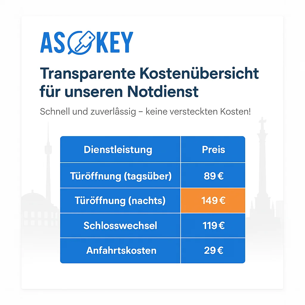 Transparente Kostenübersicht für Notdienst-Schlüsseldienst