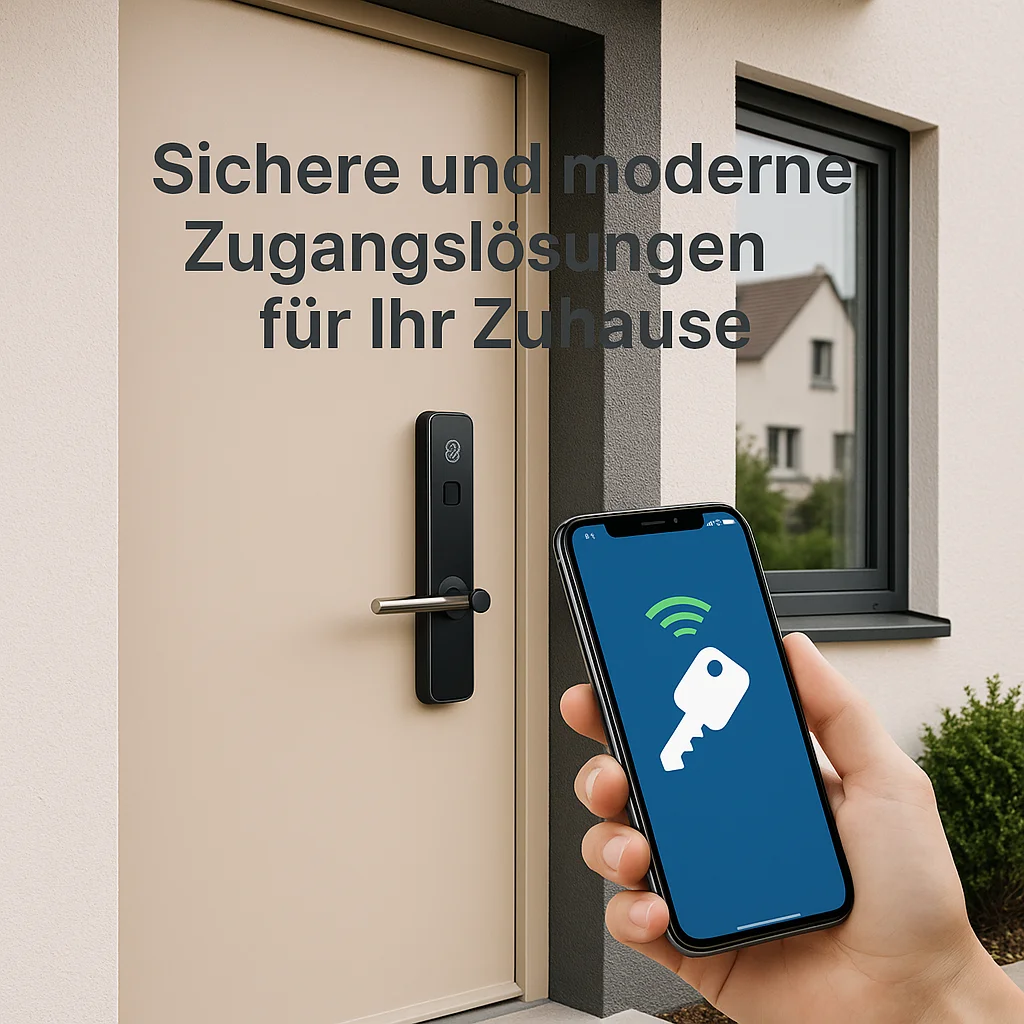 Smarte Tür mit Fingerabdruckscanner und App-Steuerung